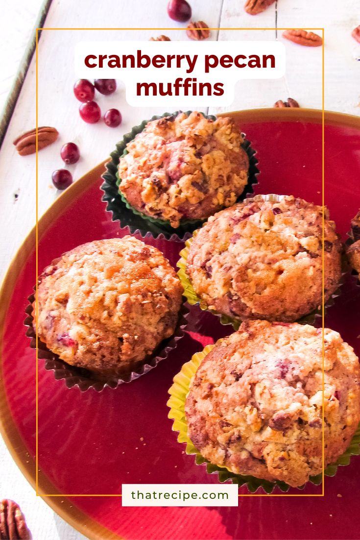 plate of cranberry pecan muffins