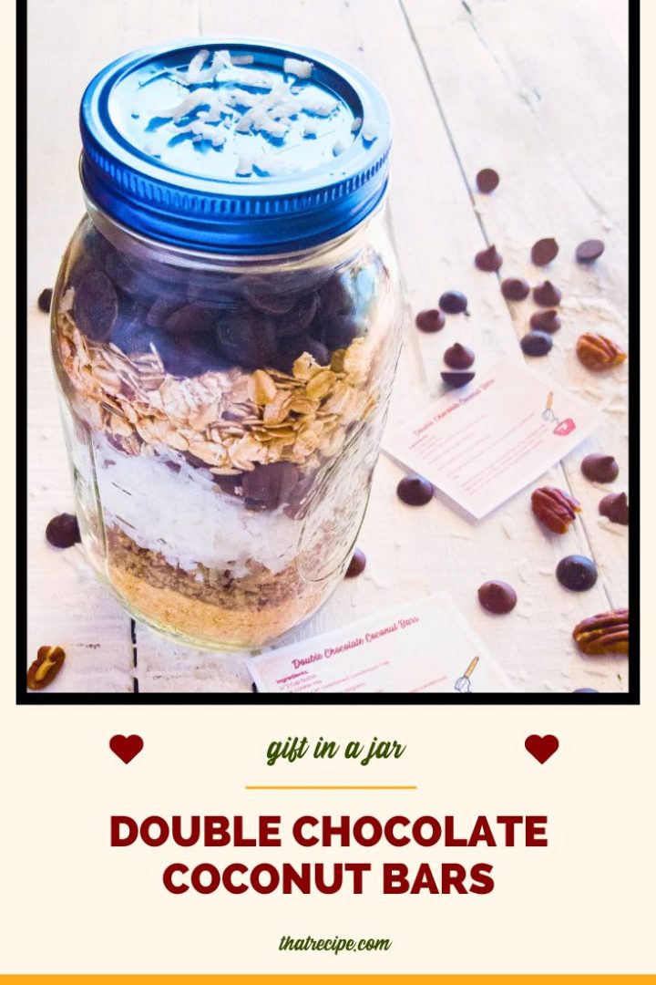 Double chocolate coconut bar mix in a jar