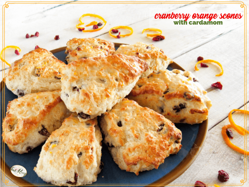 plate of cranberry orange scones