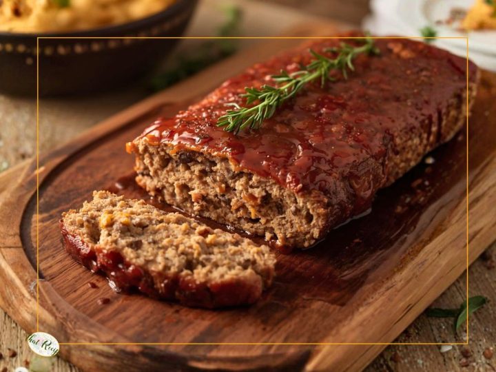 glazed meatloaf on a cutting board