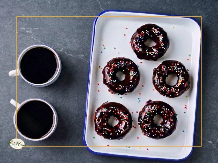 chocolate donuts on a plate