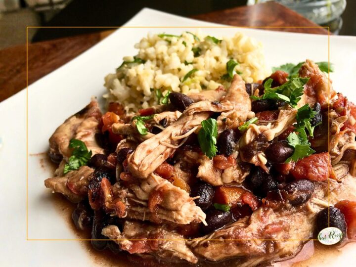 mexican chicken with black beans on rice