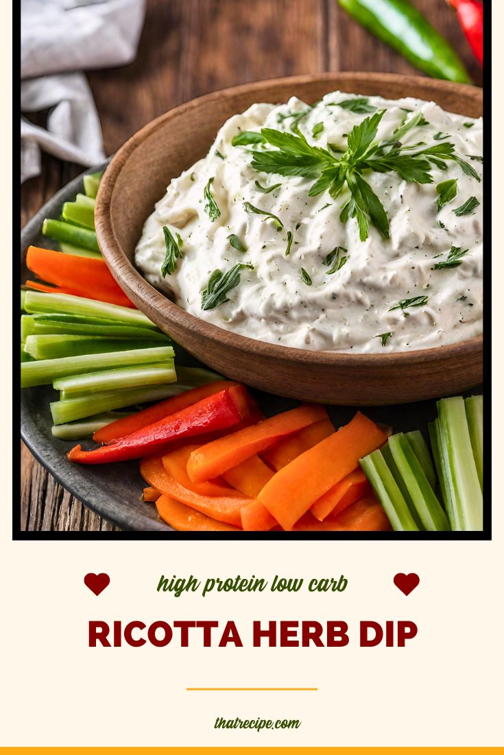 vegetables on a plate with ricotta herb dip