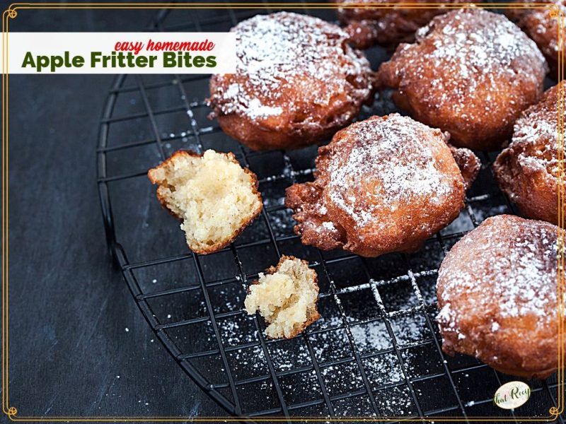 apple fritters on a cooling rack
