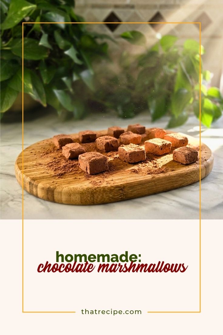 chocolate marshmallows on a cutting board