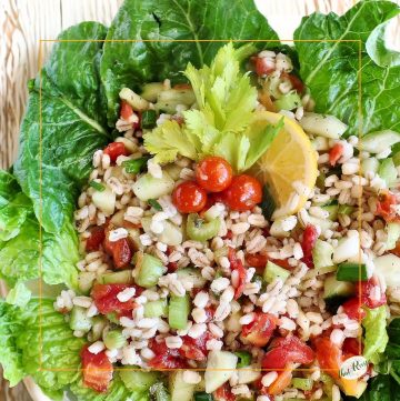 tabbouli on a bed of lettuce