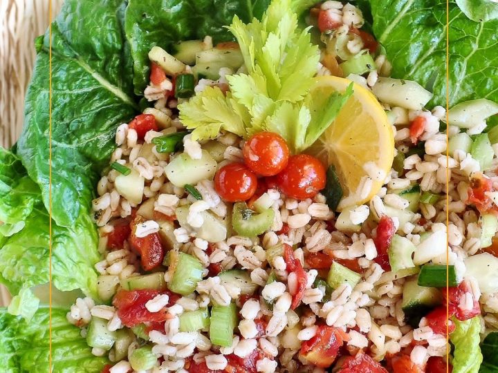 tabbouli on a bed of lettuce