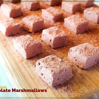 chocolate marshmallows on a cutting board