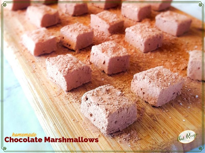 chocolate marshmallows on a cutting board