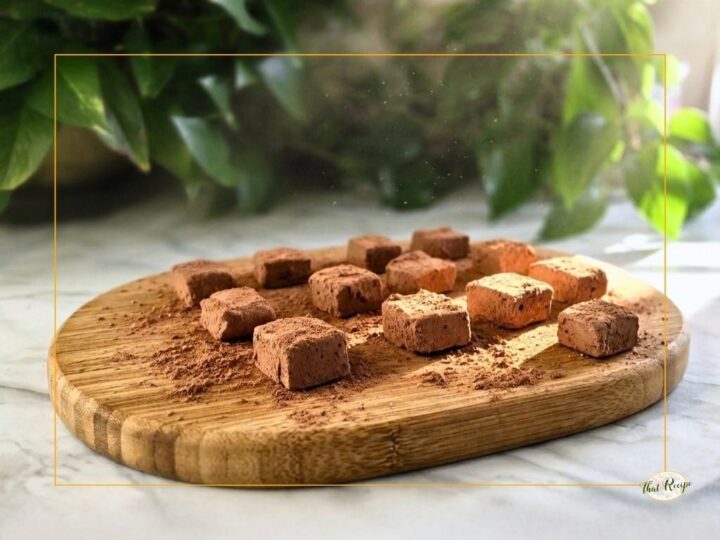 chocolate marshmallows on a cutting board