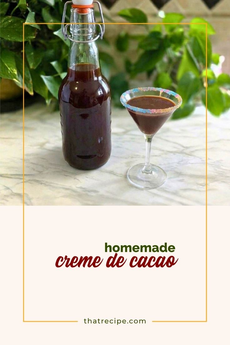 bottle of creme de cacao and a glass of chocolate martini