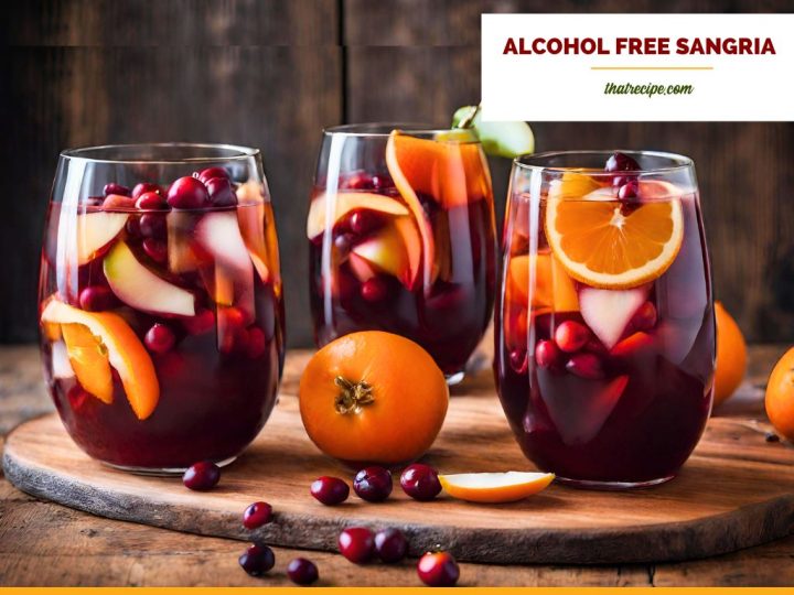 glasses of sangria on a table with text "alcohol free sangria"