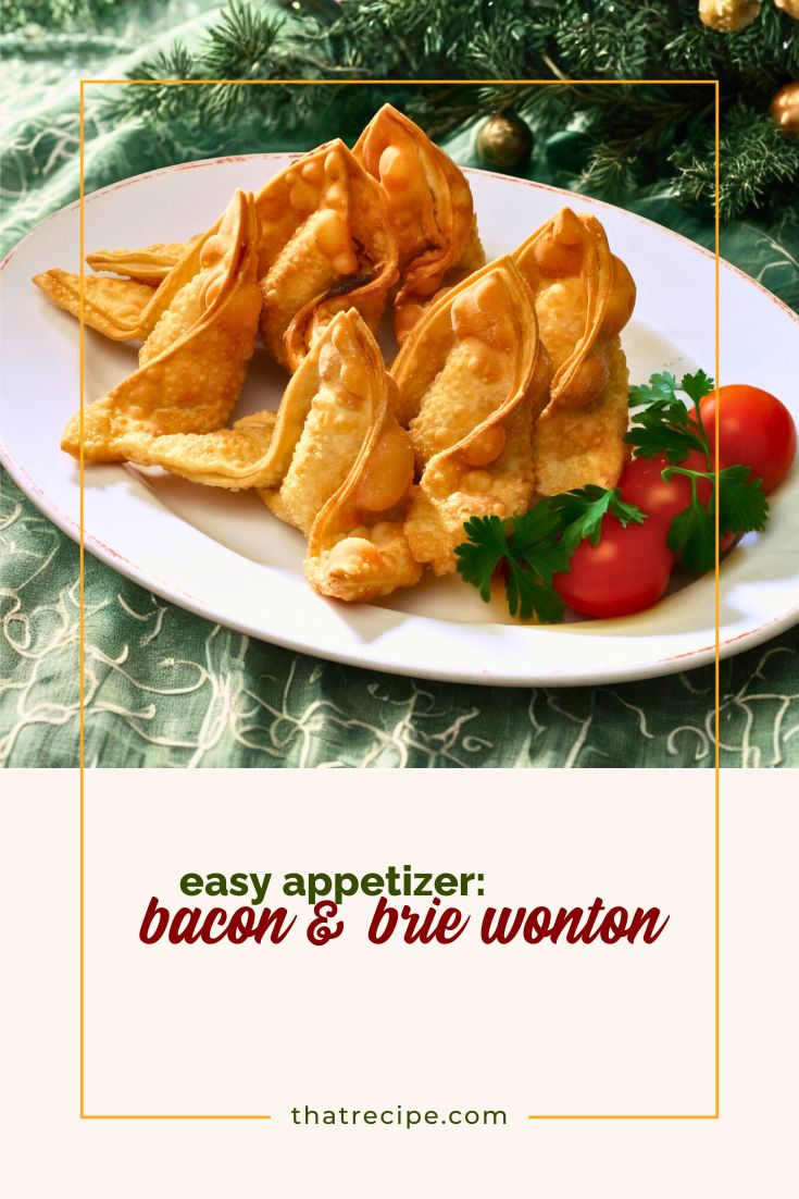bacon and brie wontons on a plate