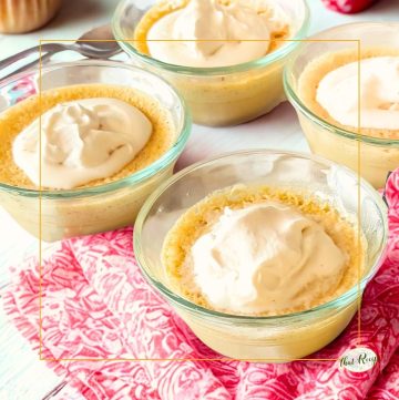 small coffee pudding cake scooped up on a spoon