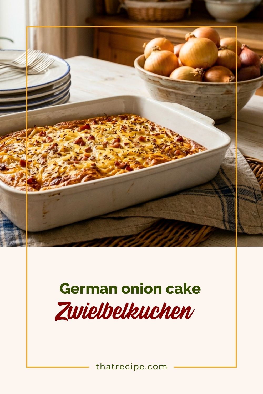 german onion cake in a pan