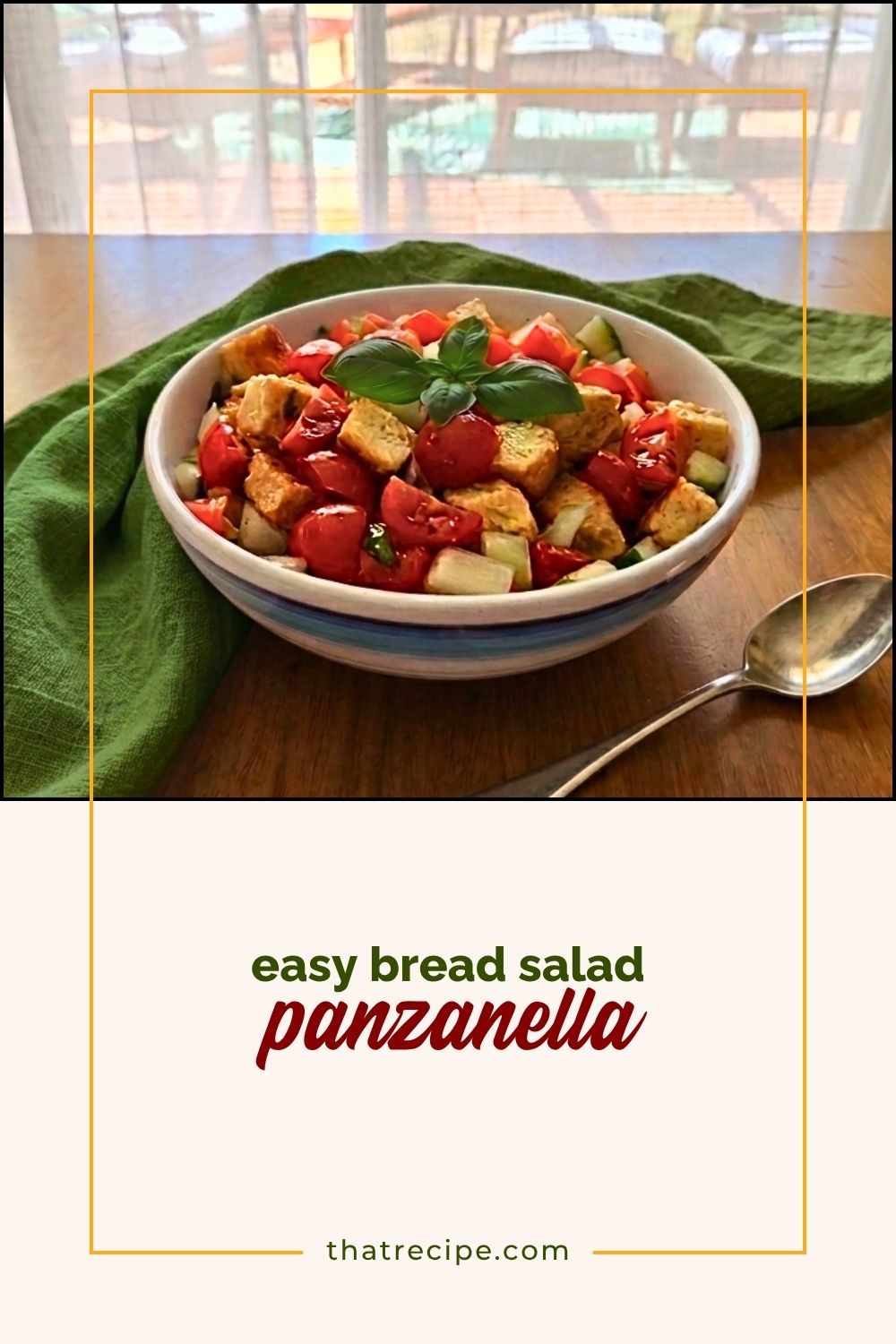 panzanella, Italian bread salad with tomatoes and other summer vegetables