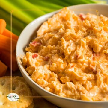 close up of bowl of pimento cheese