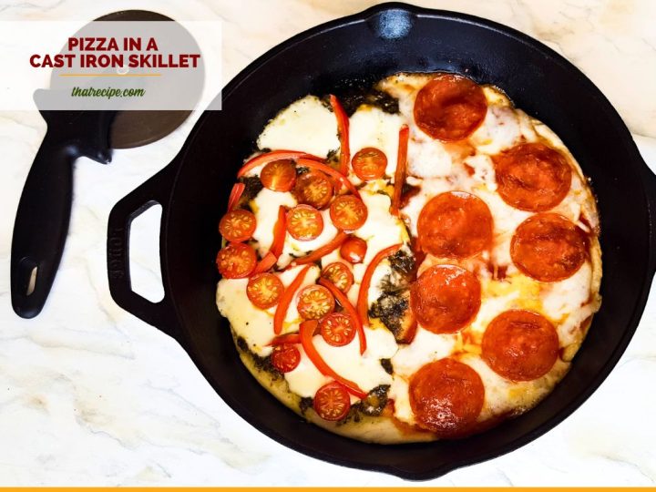 pizza in a cast iron skillet