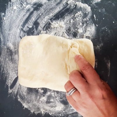 croissant dough turned ¼ turn