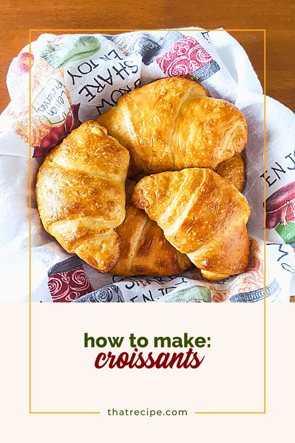 top down view of croissants in a basket