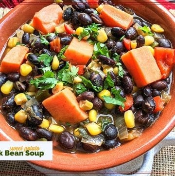 bowl of black bean and sweet potato soup