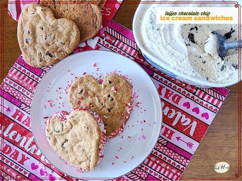 top down view of cookies, ice cream and ice cream cookie sandwiches