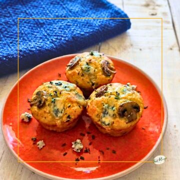 mushroom blue cheese muffins on a plate