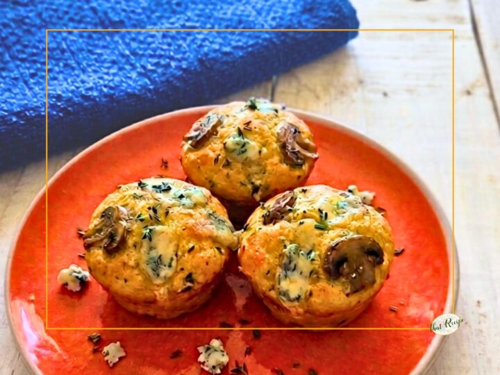 mushroom blue cheese muffins on a plate