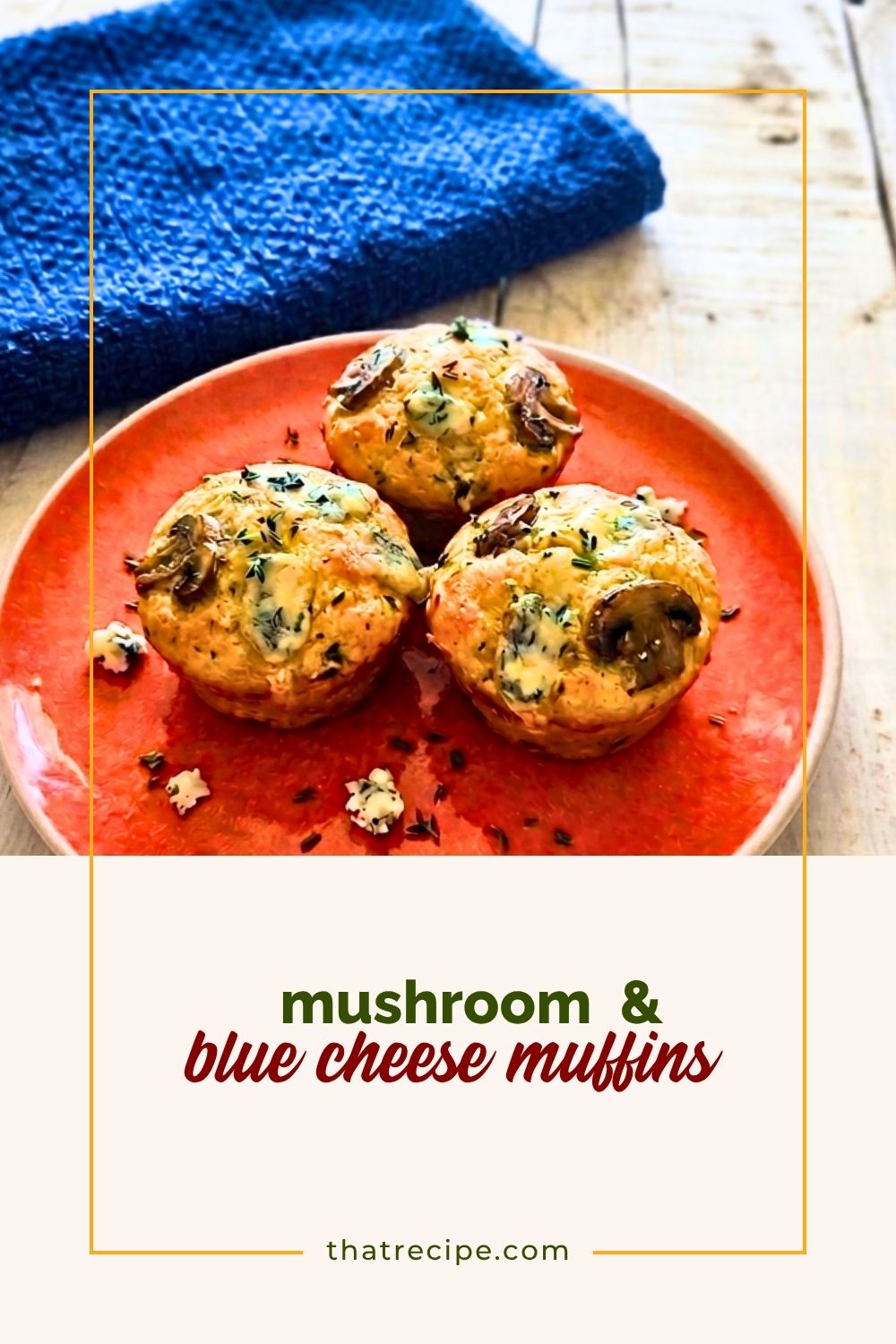 mushroom blue cheese muffins on a plate