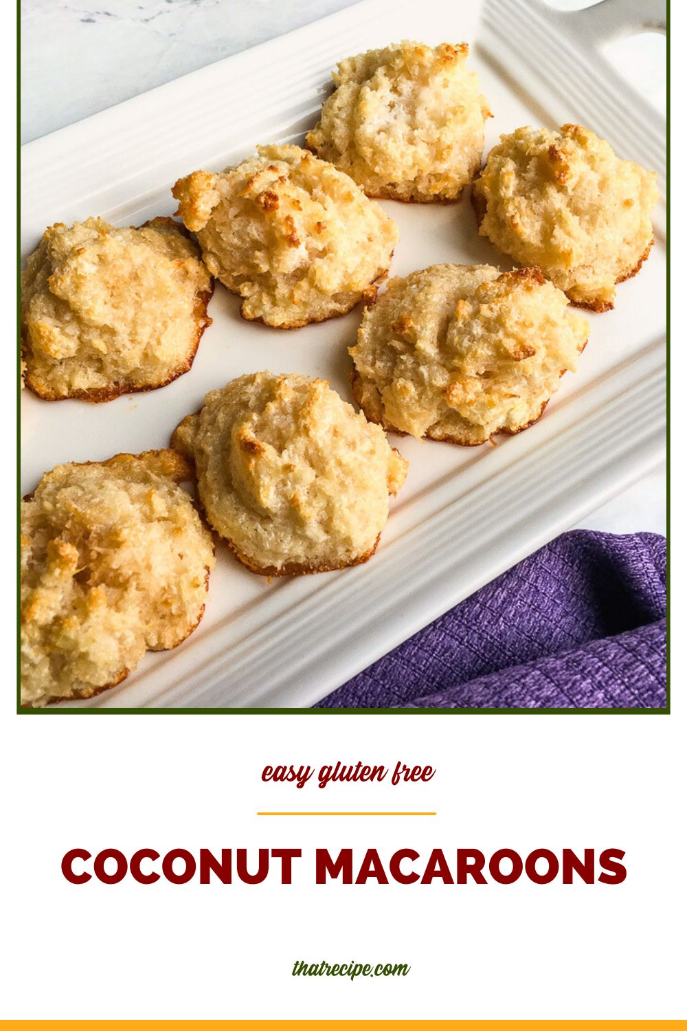 plate of cookies with text overlay "easy coconut macaroons"