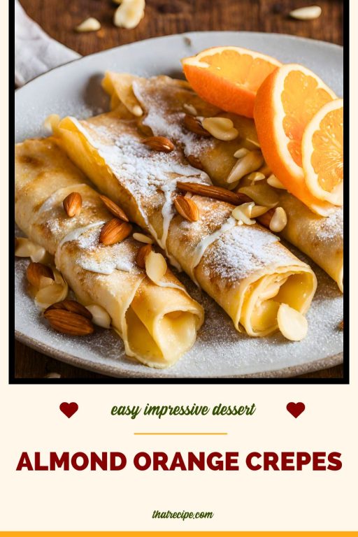 almond orange crepes on a plate