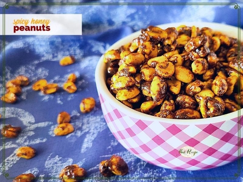 bowl of spiced honey roasted peanuts