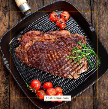 sirloin steak on a grill pan