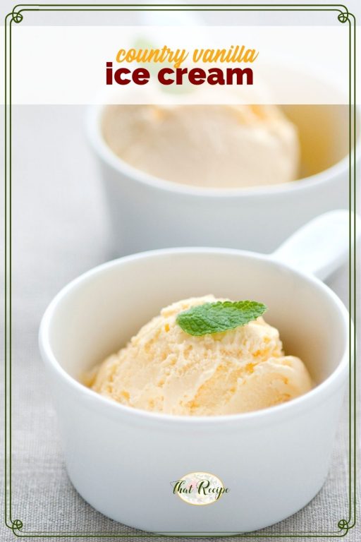 two bowls of ice cream with text overlay "country vanilla ice cream