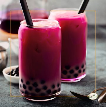two glasses of cherry pineapple boba