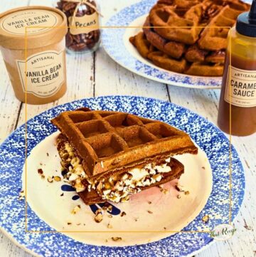 waffle ice cream sandwich on a plate