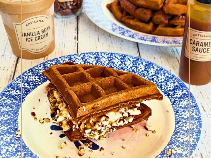 waffle ice cream sandwich on a plate