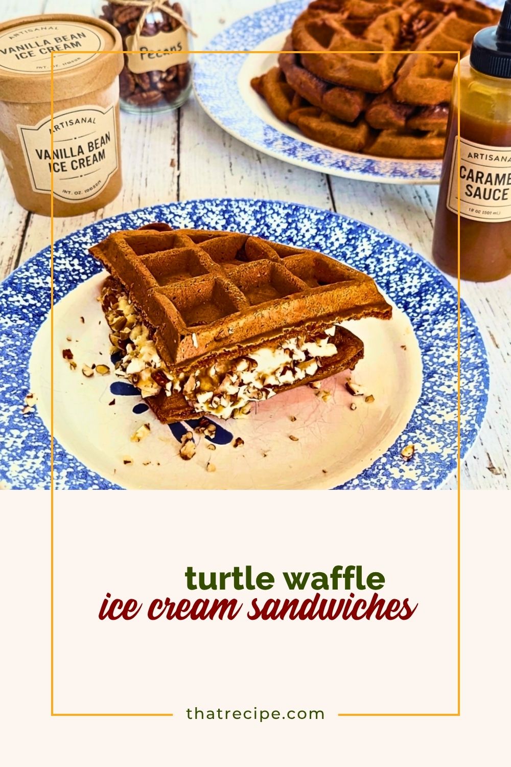 waffle ice cream sandwich on a plate
