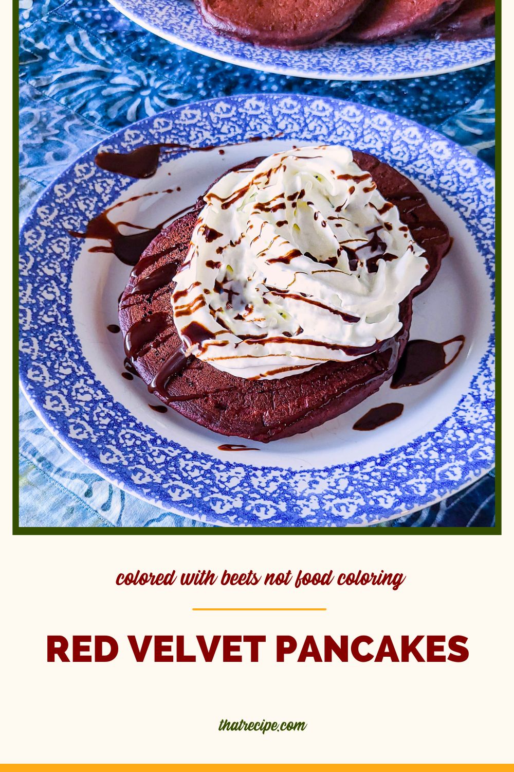 red velvet pancakes on a plate