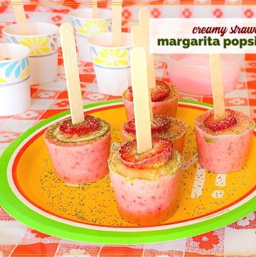 creamy strawberry margaritas on a plate