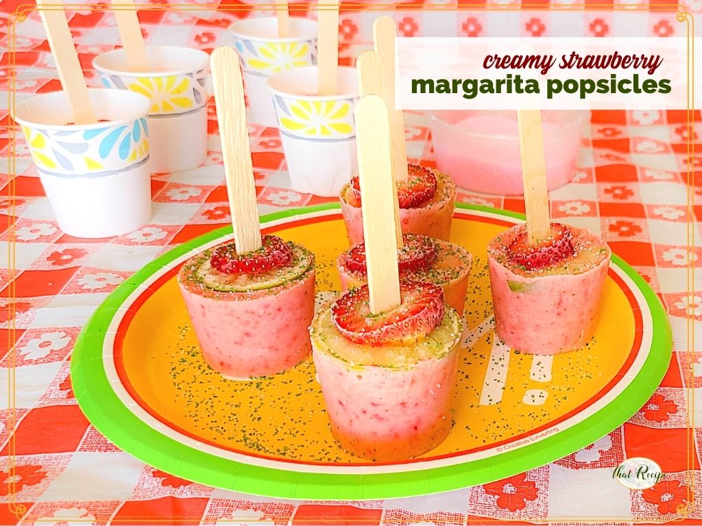 creamy strawberry margaritas on a plate