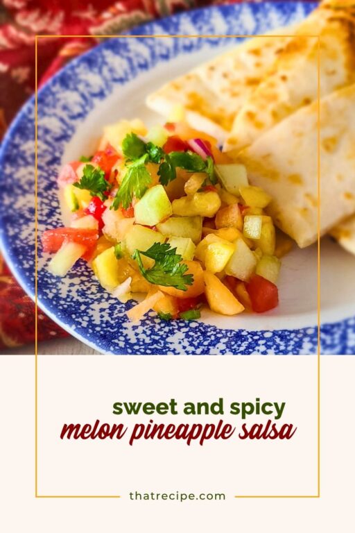 melon pineapple salsa on a plate