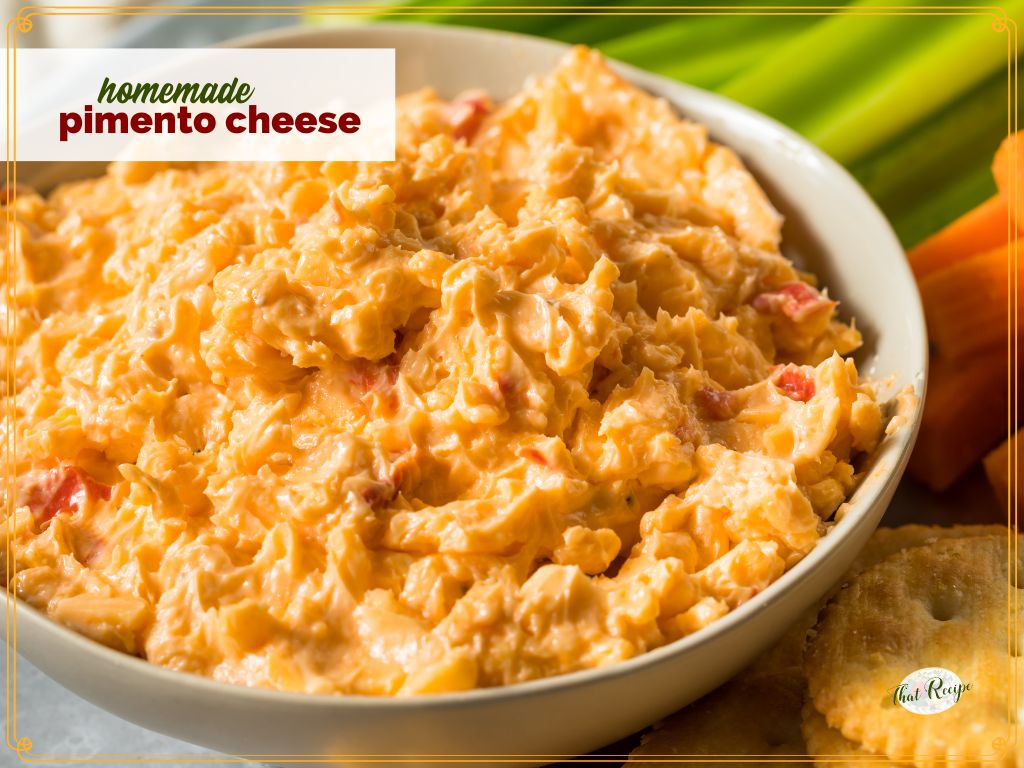 close up of bowl of pimento cheese