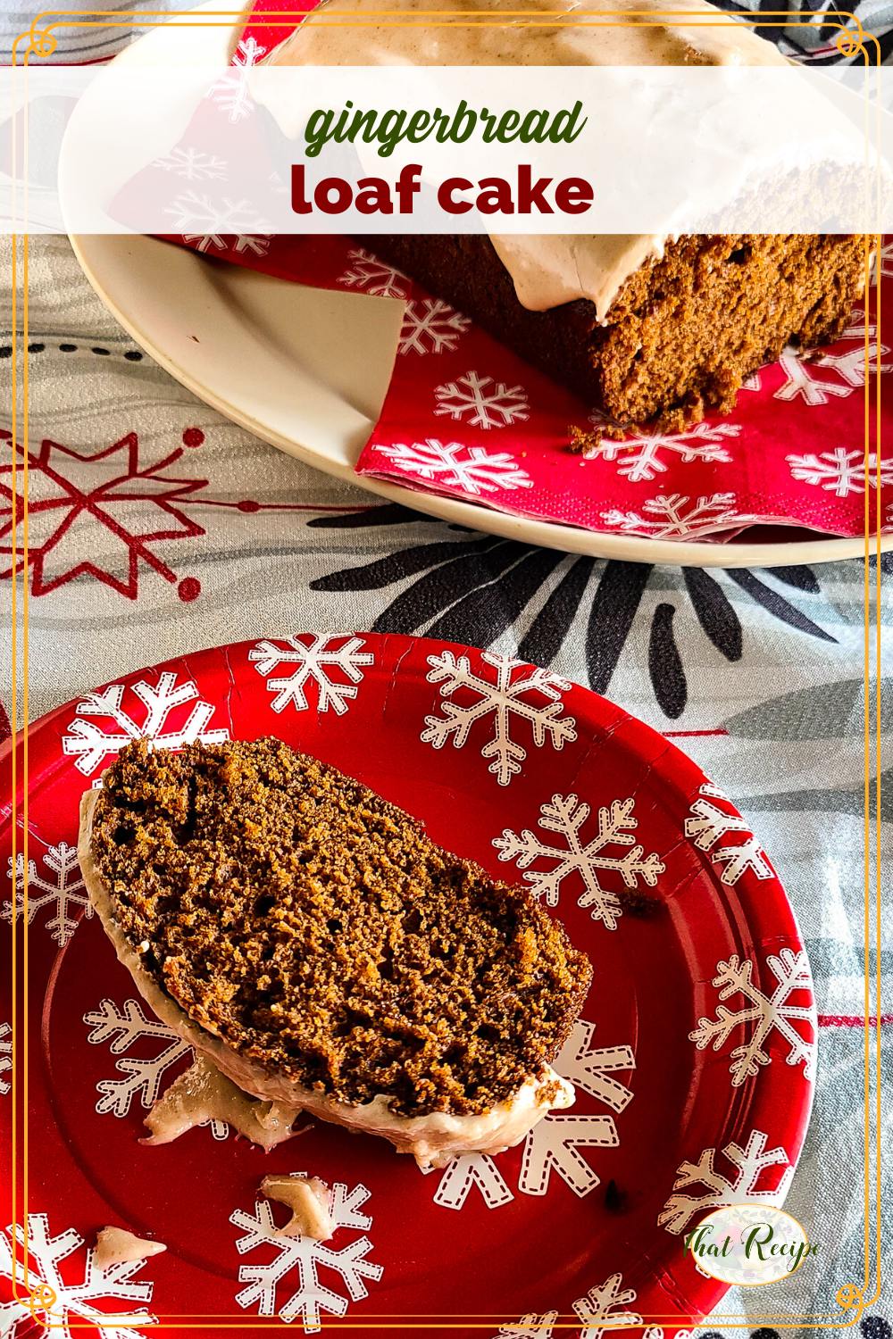 slice of iced gingerbread loaf cake