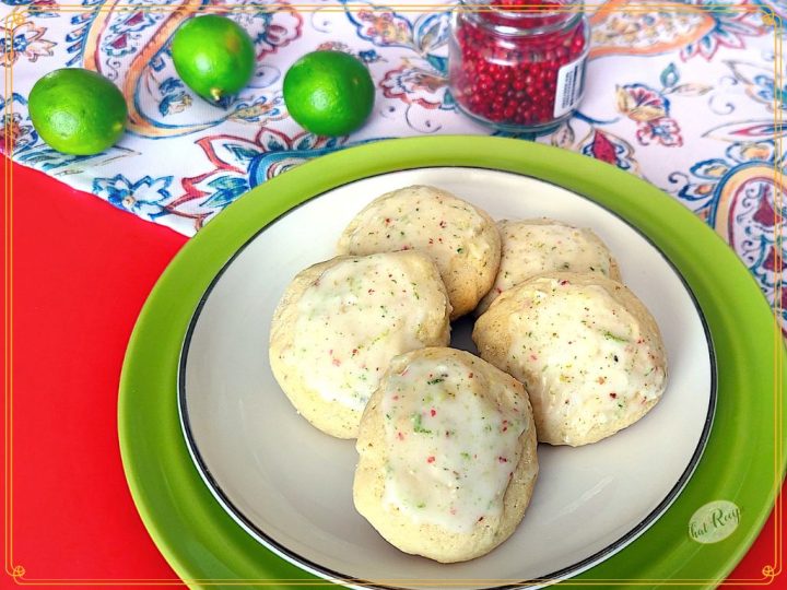 lime and peppercorn cookies on a plate