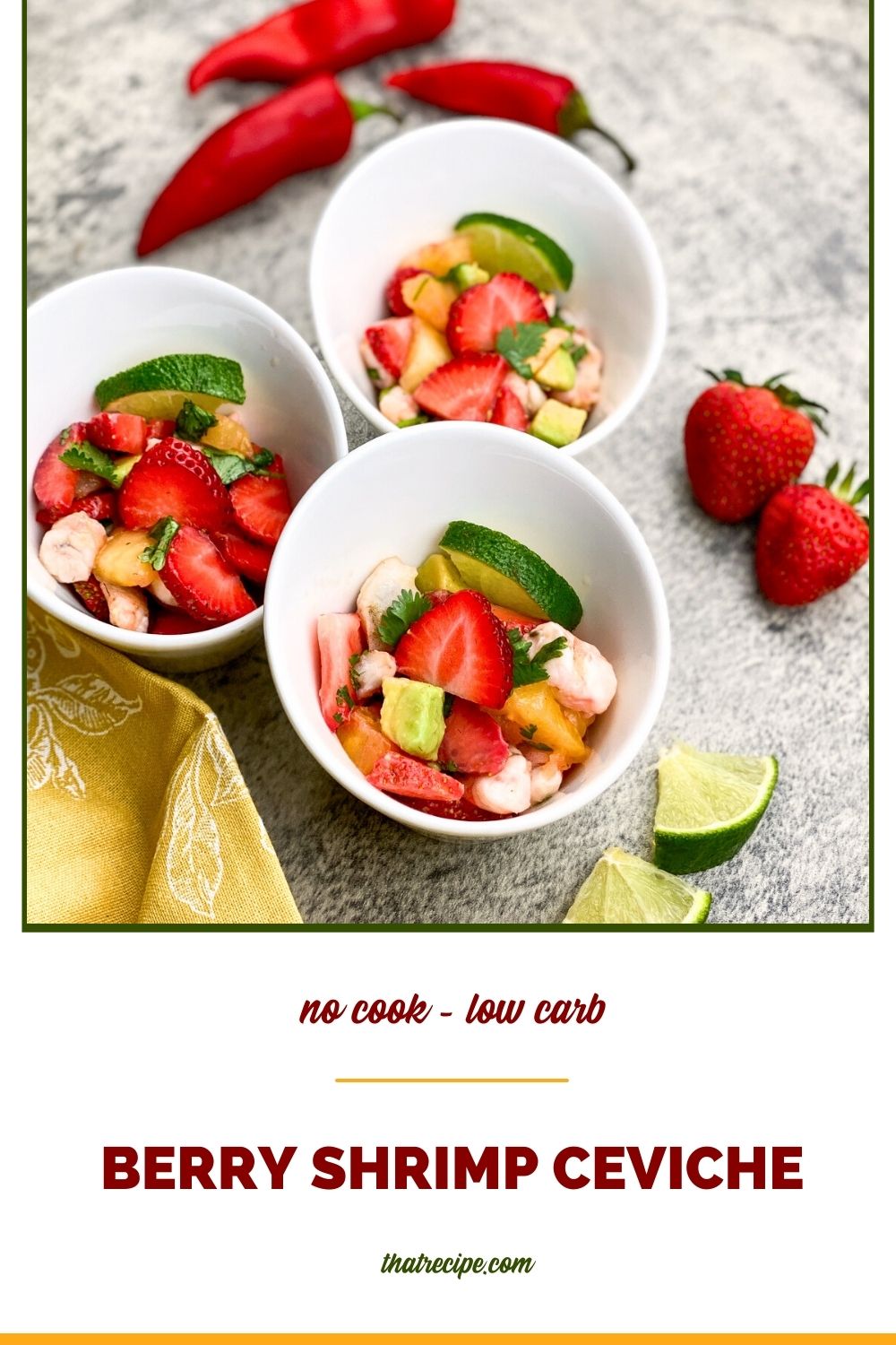 berry shrimp ceviche in bowls