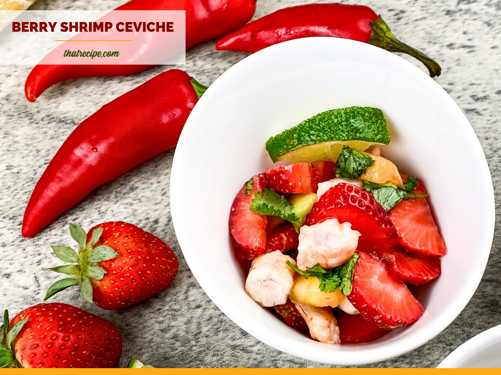 berry shrimp ceviche in bowls