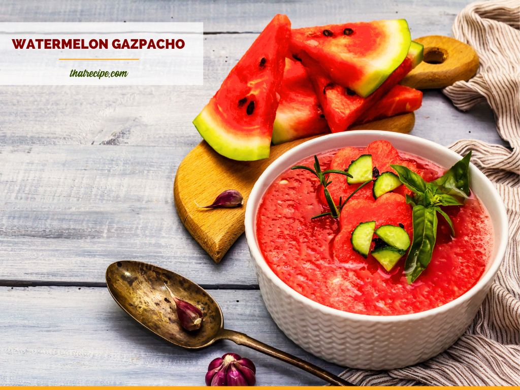 watermelon soup with text overlay watermelon gazpacho