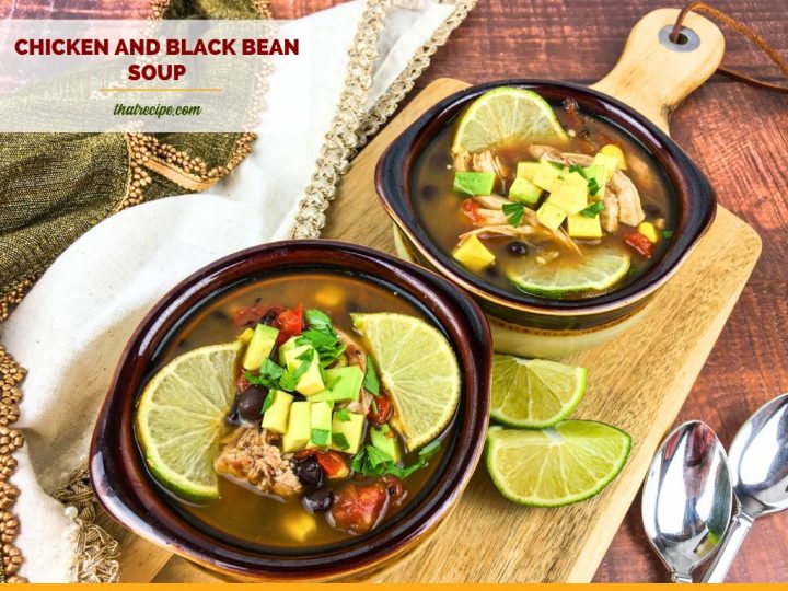 bowls of chicken and black bean soup