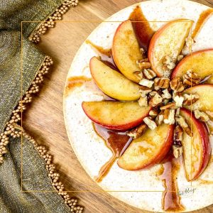 top down view of cinnamon apple cheesecake